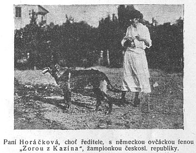 Paní Horáčková s německou ovčáckou fenou Zorou z Kazína